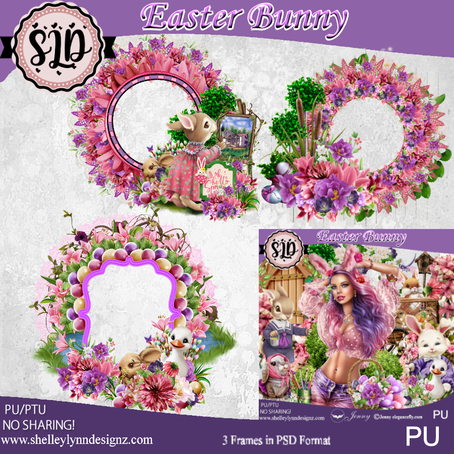 Easter Bunny Cluster Frames - Click Image to Close