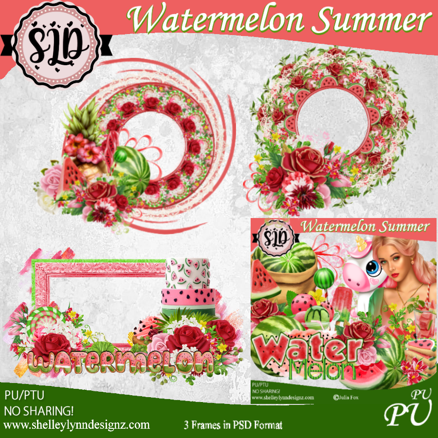 Watermelon Summer Cluster Frames